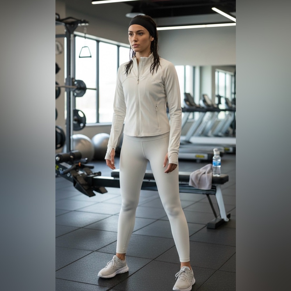 Lululemon Athletica Cream Leggings and Jacket Set